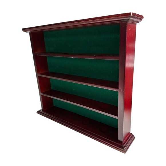 Vintage Mahogany Display Case Green Felt 16 Slot Round Divots - Picture 9 of 16